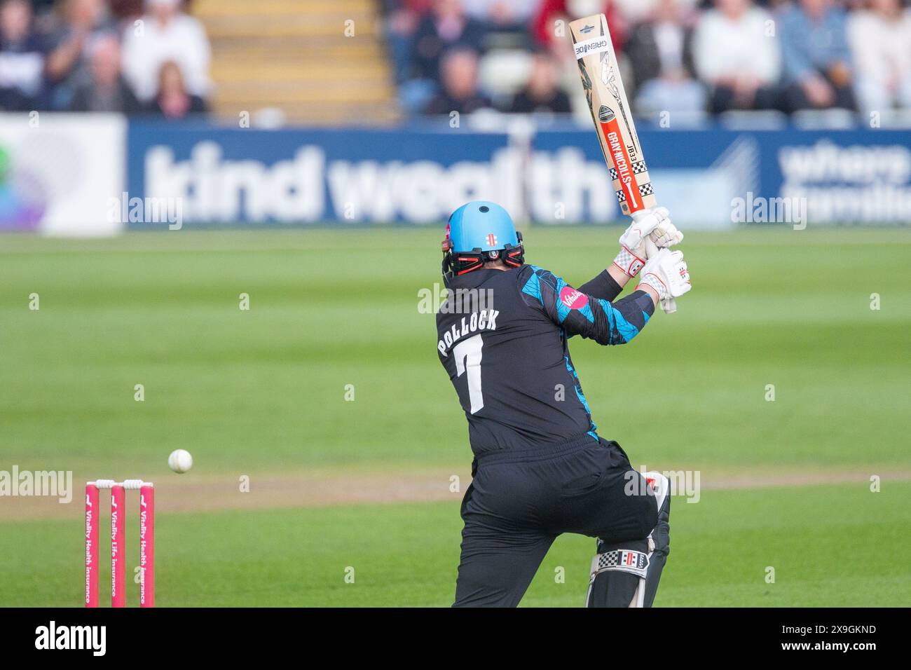 taken in Worcester, UK during the Vitality Blast fixture between Worcestershire Rapids & Lancashire Lightning on 31 May 2024, at Worcestershire County Cricket Club, New Road, Worcester Stock Photo