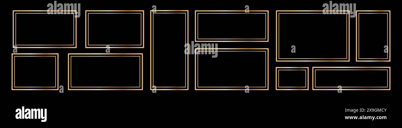 Hand drawn doodle gold box frame with text bubble. Organic square and ...