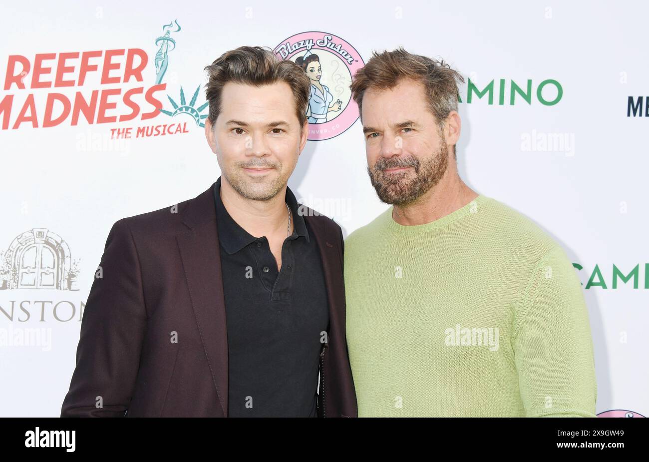 LOS ANGELES, CALIFORNIA - MAY 30: (L-R) Andrew Rannells and Tuc Watkins ...