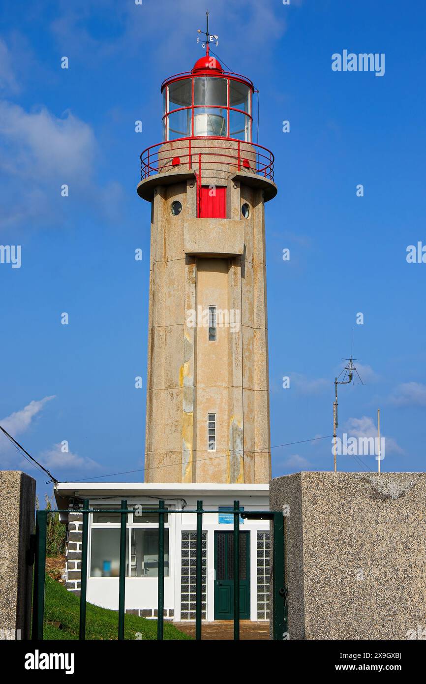 Lighthouse of Ponta de São Jorge on the north coast of Madeira island (Portugal) in the Atlantic Ocean Stock Photo