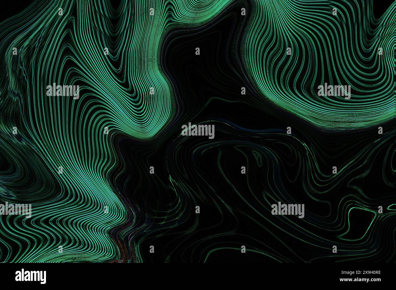 Abstract digital art with waves of green and black swirls, creating a ...