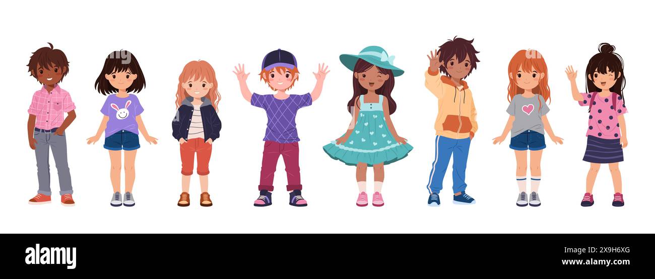 Set of Multiracial Kids. Funny Boys and Girls Stock Vector Image & Art ...