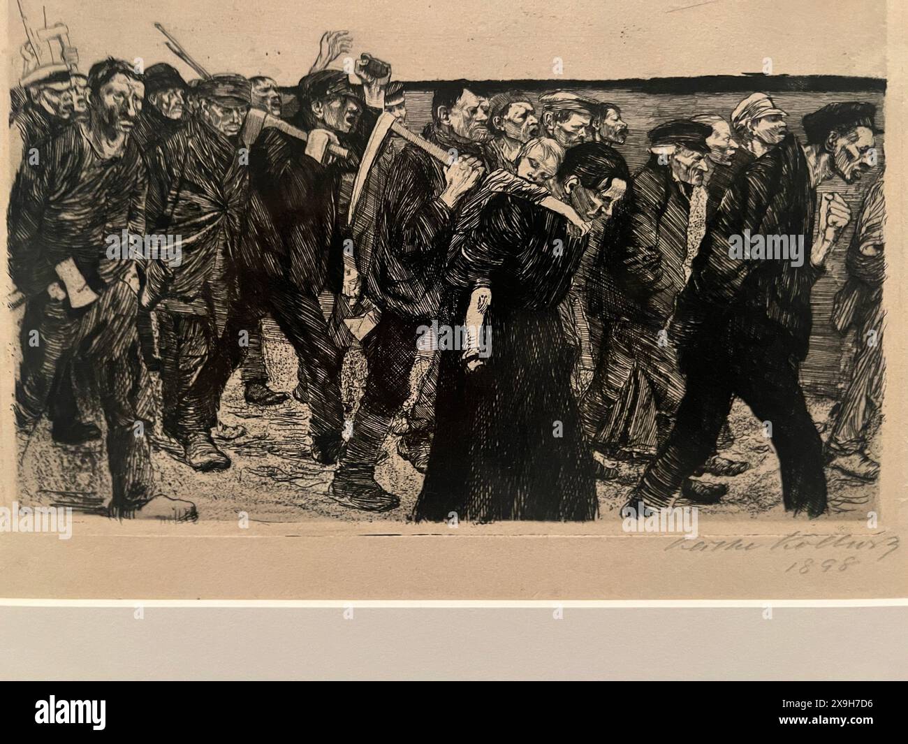 Kathe Kollwitz, March of the Weavers, plate 4, line etching and