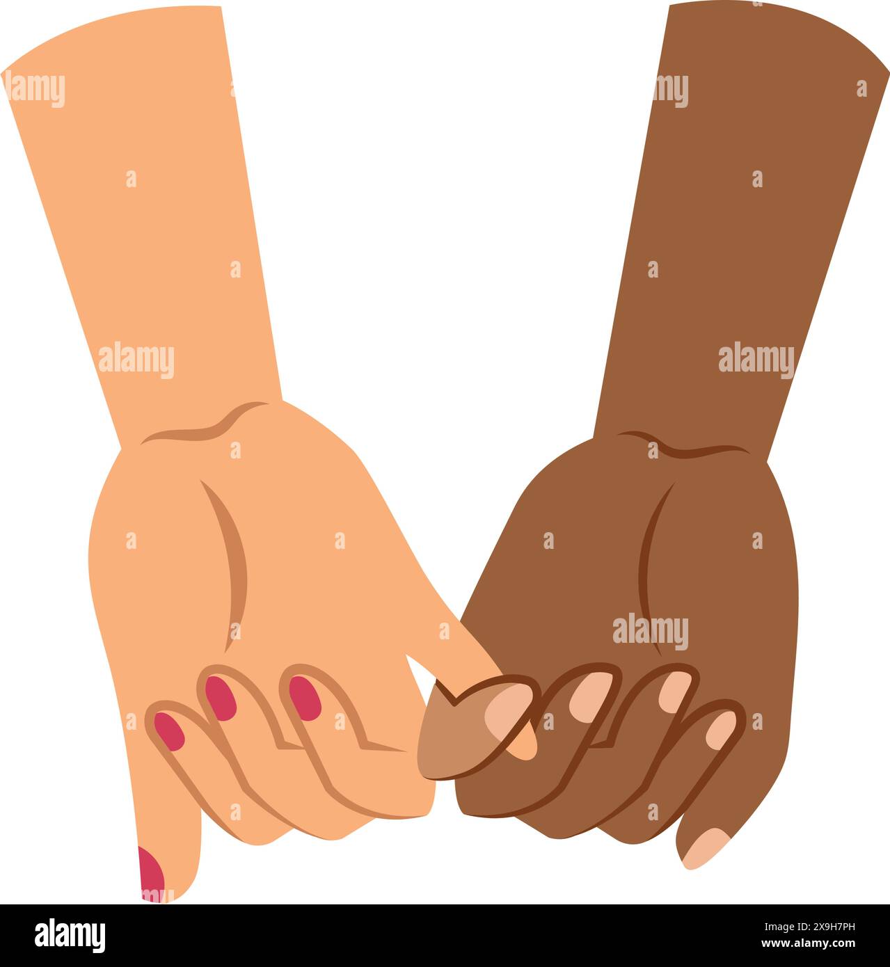 female hands are held by the little fingers Stock Vector