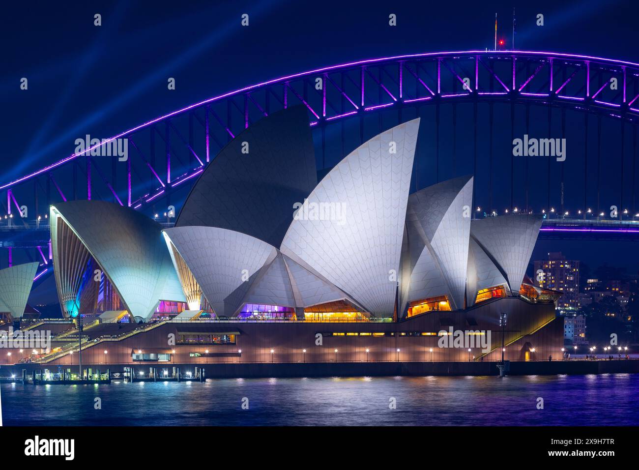 Sydney, Australia, 31 May 2024. Special lighting adorns Sydney Harbour during the 2024 'Vivid