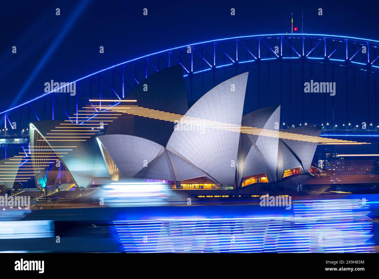 Sydney, Australia, 31 May 2024. Special lighting adorns Sydney Harbour during the 2024 'Vivid