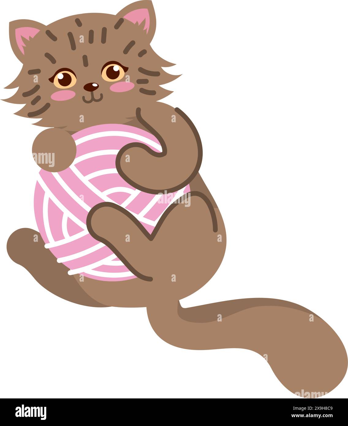 cute cat playing yarn ball cartoon Stock Vector Image & Art - Alamy
