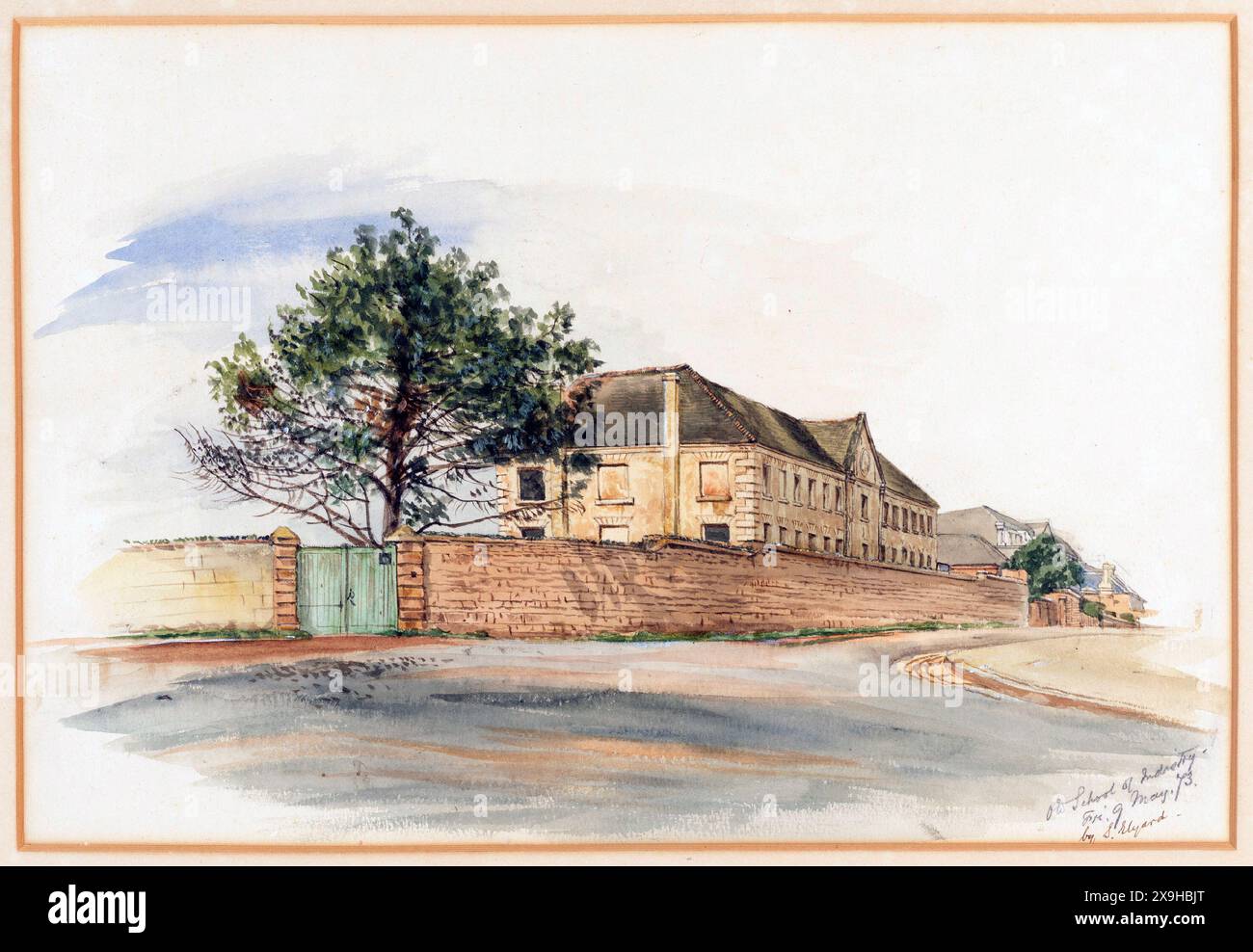 Watercolour of the Female School of Industry in Macquarie Street, Sydney, N.S.W., Australia,  1873 by Samuel Elyard Stock Photo