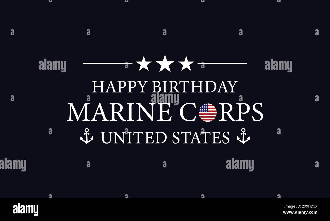 United states marine corps birthday text style with the usa flag stock