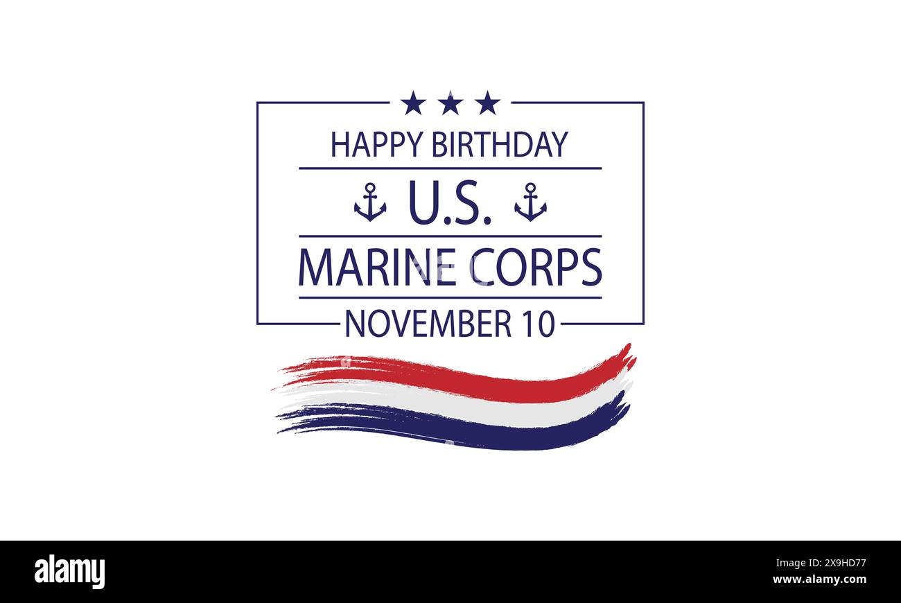 United States Marine Corps Birthday Text Style with the USA Flag Stock Vector