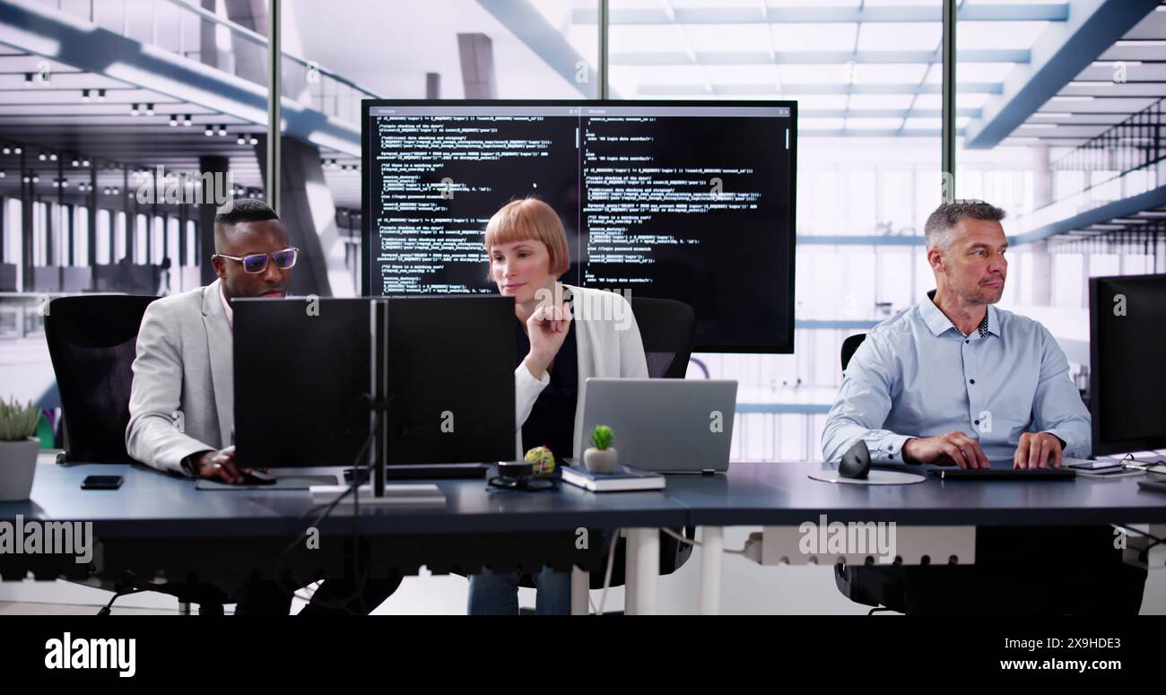 Agile Pair Programming And Extreme Coding. Business Software Stock Photo