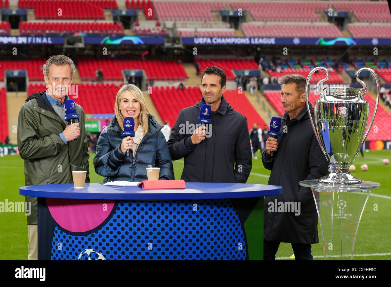 London, UK. 31st May, 2024. Jorge Alberto Francisco Valdano Castellanos (L) and The UCL Trophy seen before the UEFA Champions League Final match between Borussia Dortmund and Real Madrid at Wembley Stadium. Credit: SOPA Images Limited/Alamy Live News Stock Photo