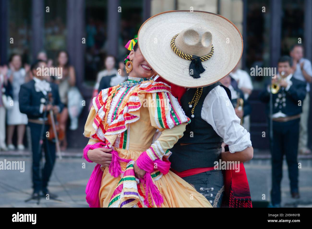Performers representing traditional culture from Mexico at the Bilbao International Folklore Festival in 2012 Stock Photo