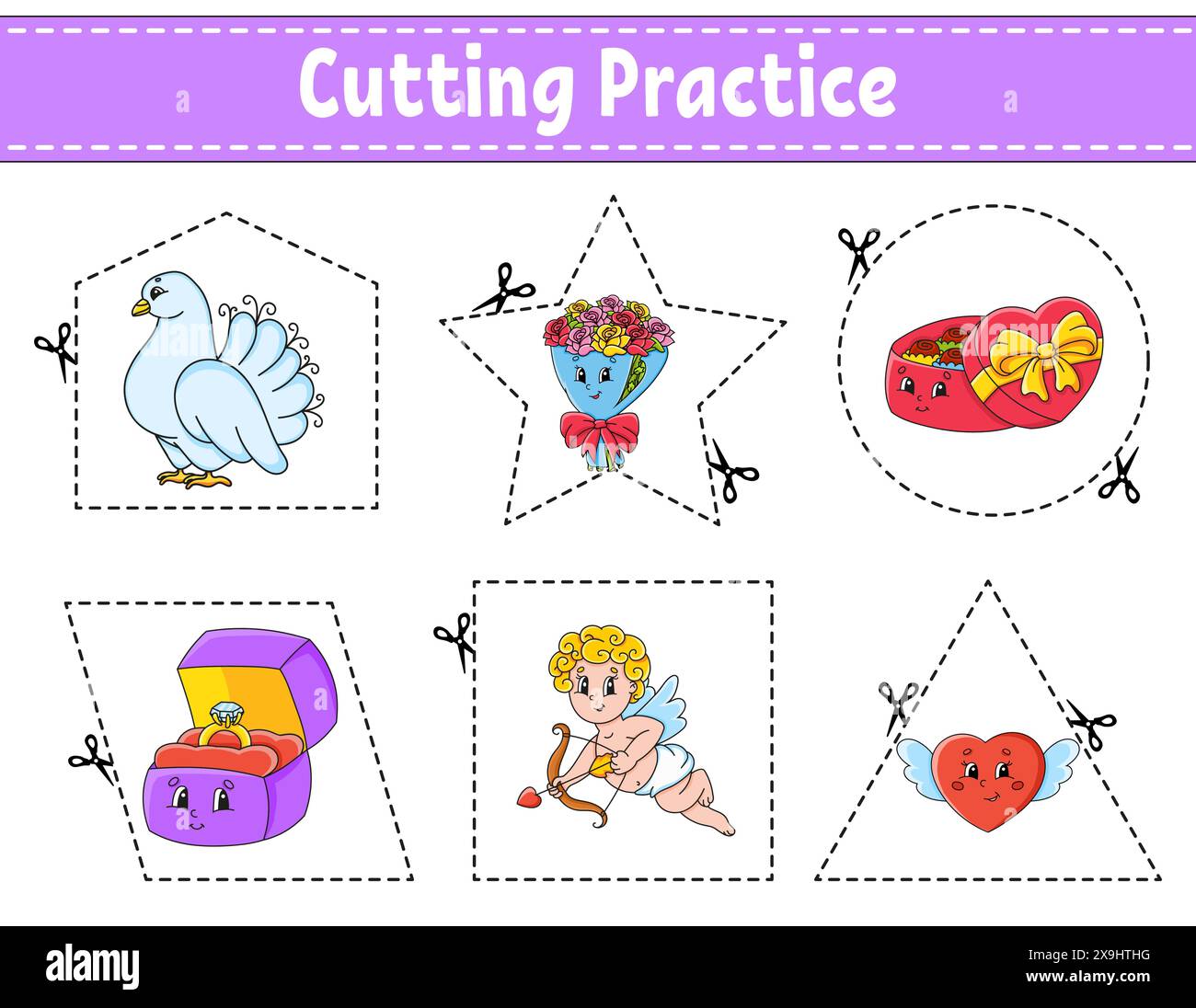 Cutting practice for kids. Education developing worksheet. Activity ...