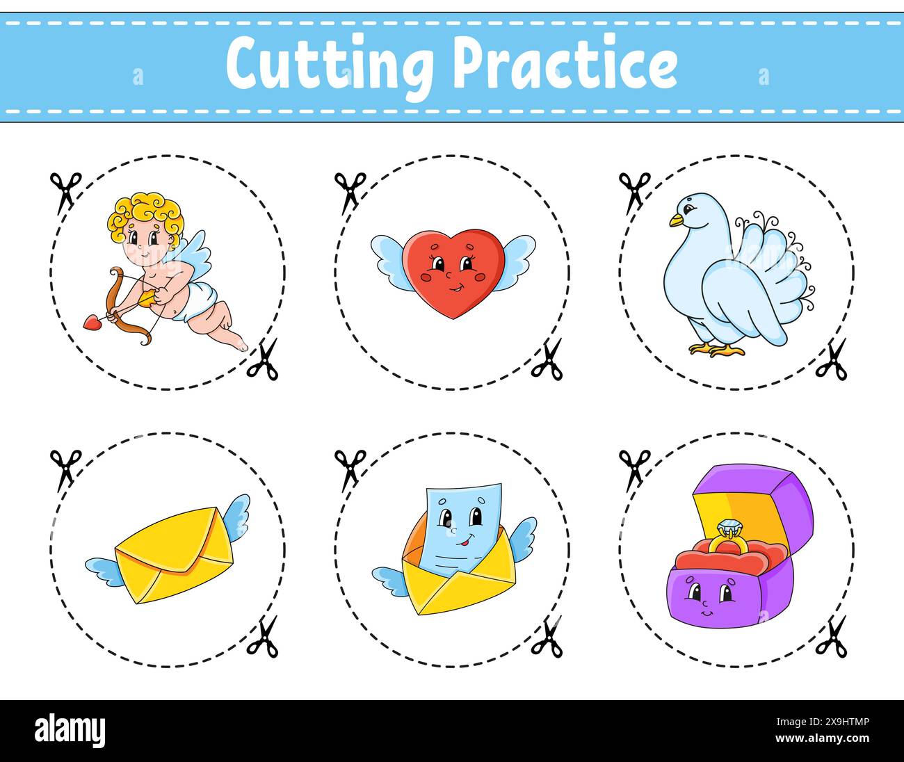Cutting practice for kids. Education developing worksheet. Activity ...
