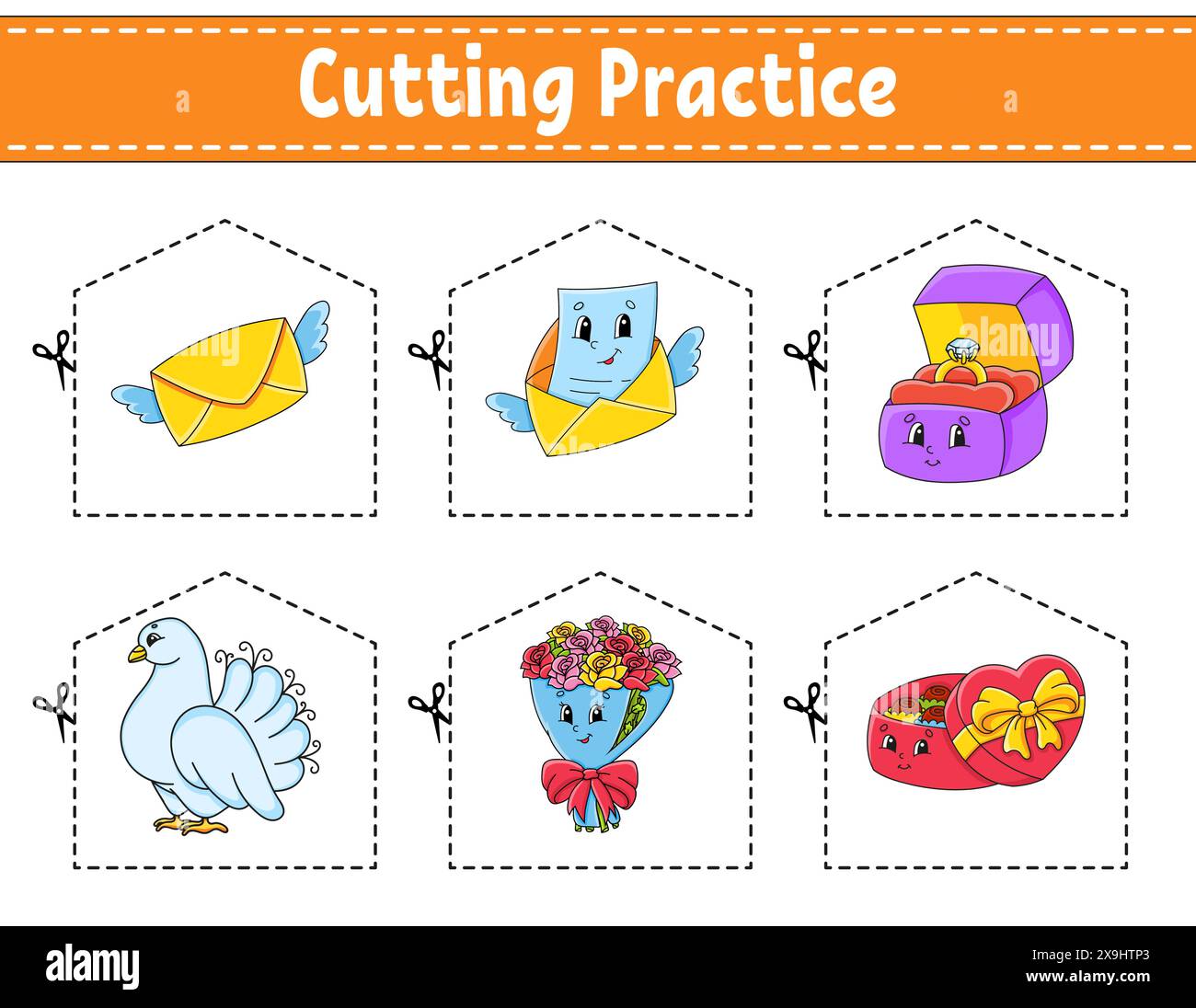 Cutting practice for kids. Education developing worksheet. Activity ...