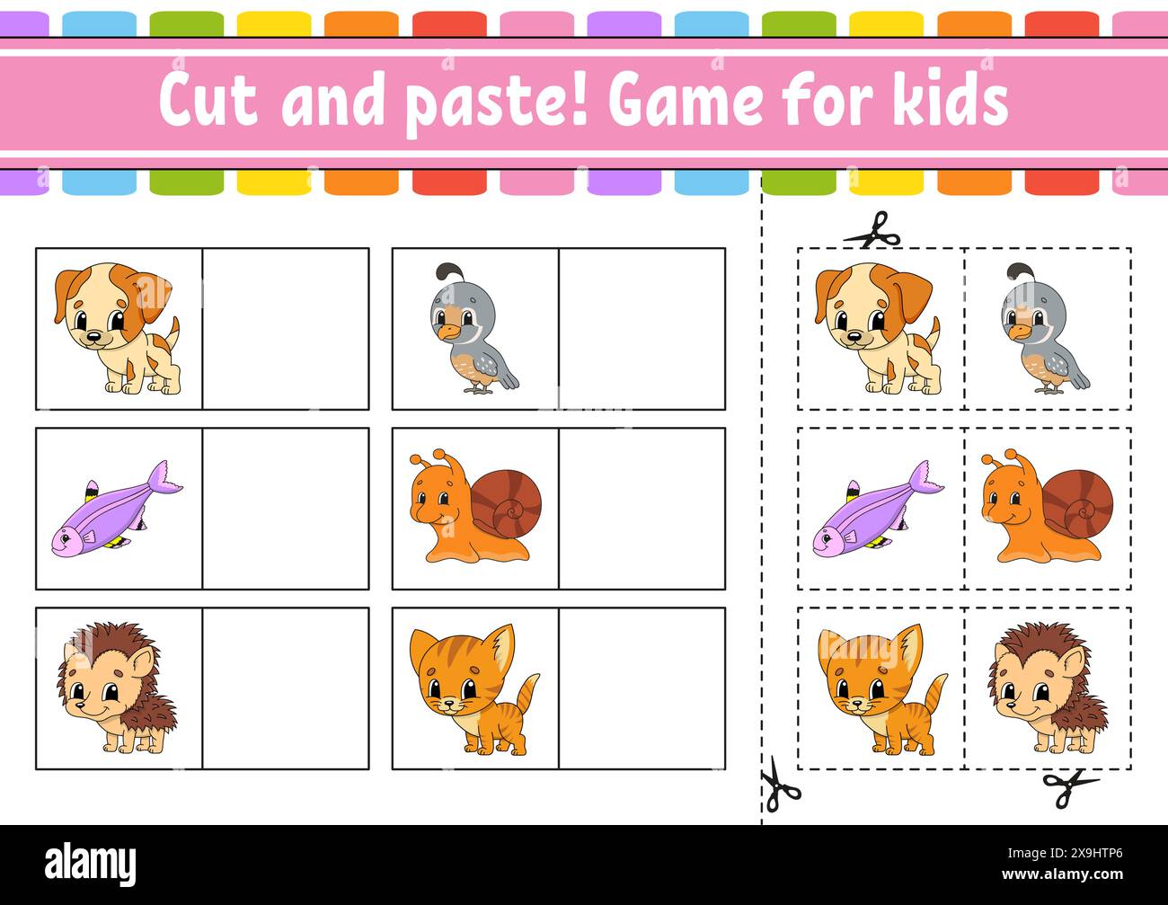 Cut and paste. Game for kids. Educational activity worksheet for kids ...