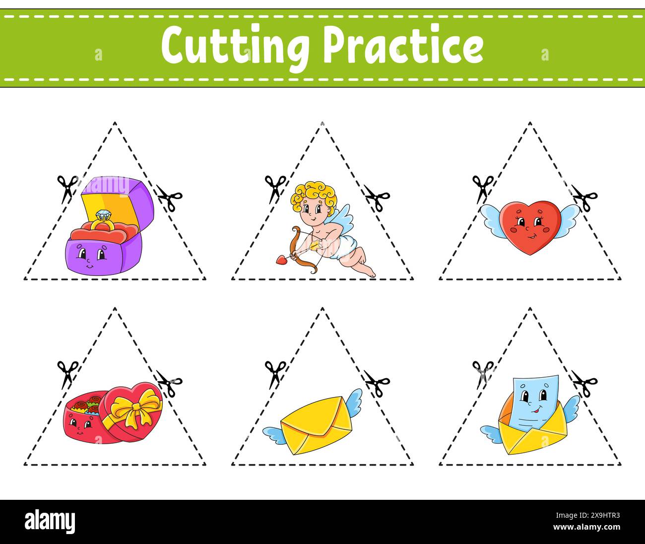 Cutting practice for kids. Education developing worksheet. Activity ...