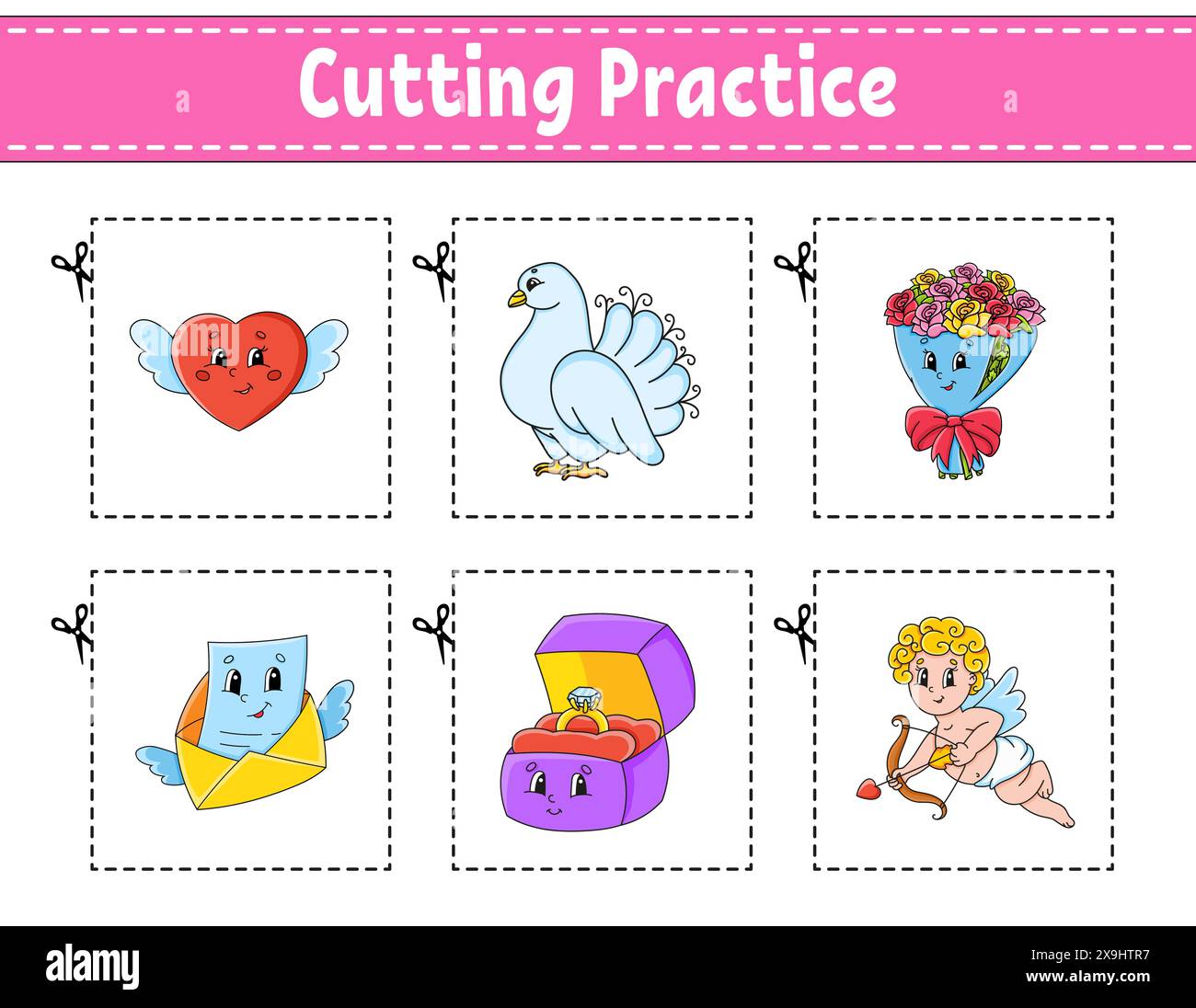 Cutting practice for kids. Education developing worksheet. Activity ...
