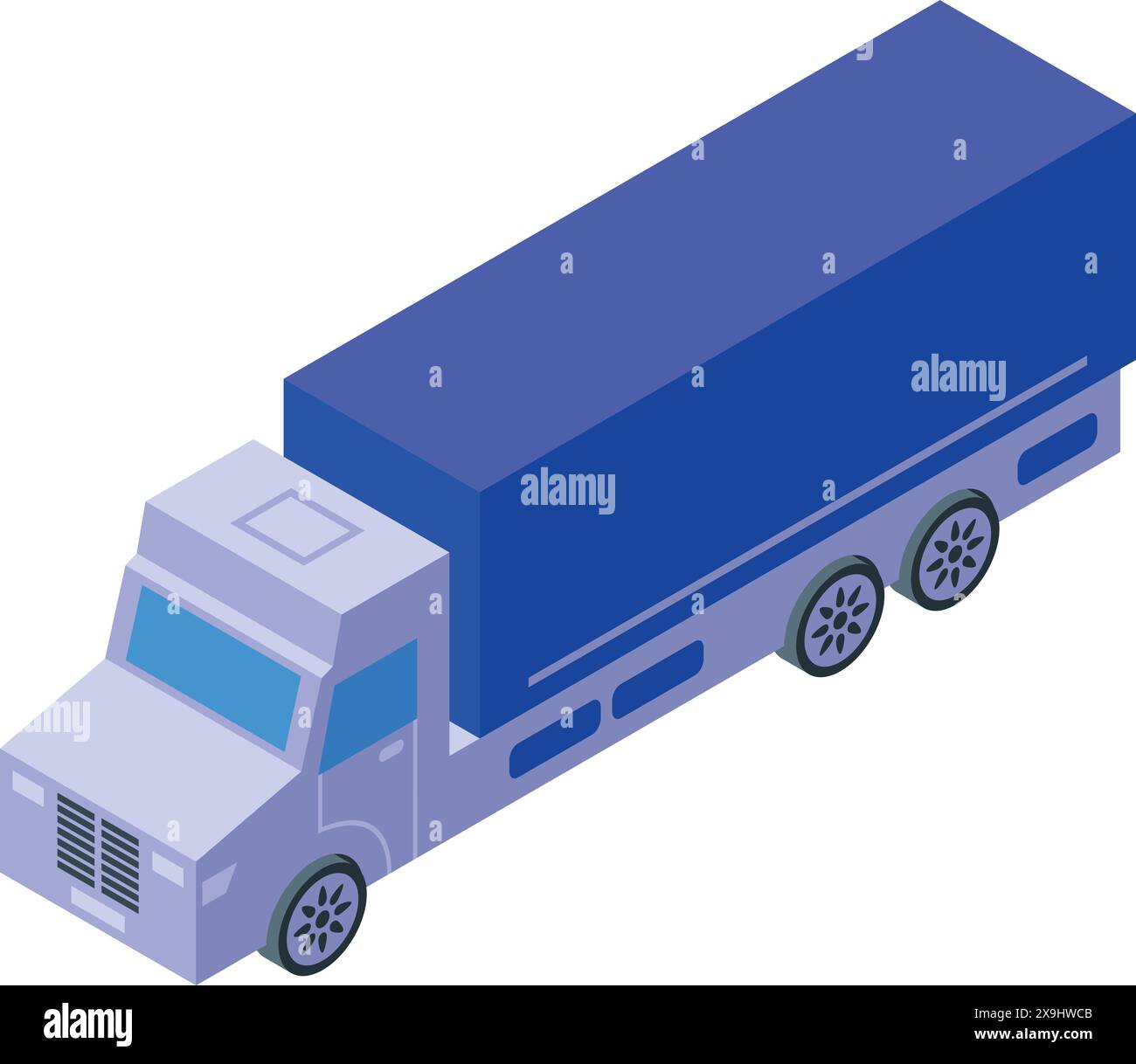 3d isometric vector design of a blue semitruck, perfect for transport ...