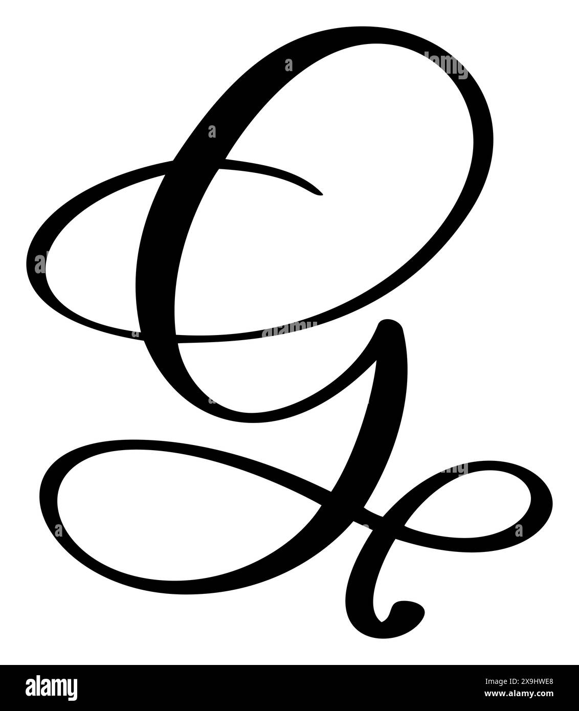 Vector calligraphy hand drawn letter G logo. Script font. Handwritten ...