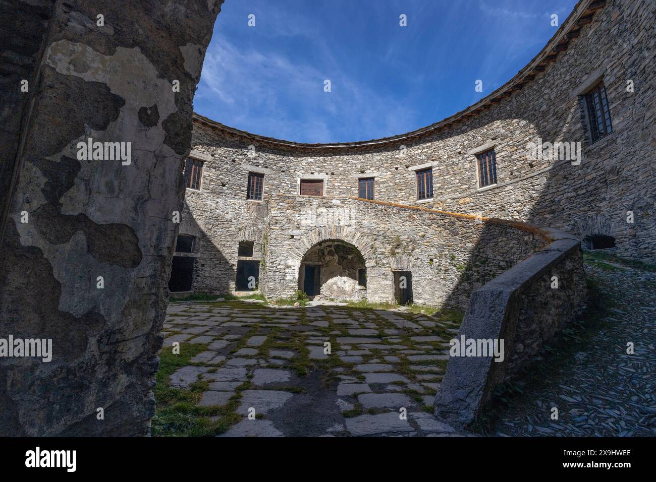 View of Ronce Fort on the Mont-Cenis lake  between the Italian Val di Susa and the French Maurienne valley, France Stock Photo