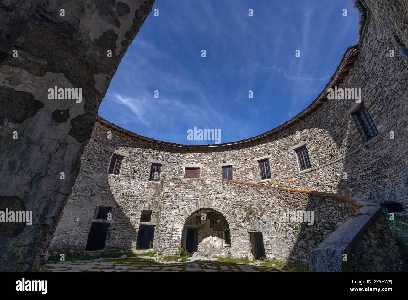 View of Ronce Fort on the Mont-Cenis lake  between the Italian Val di Susa and the French Maurienne valley, France Stock Photo