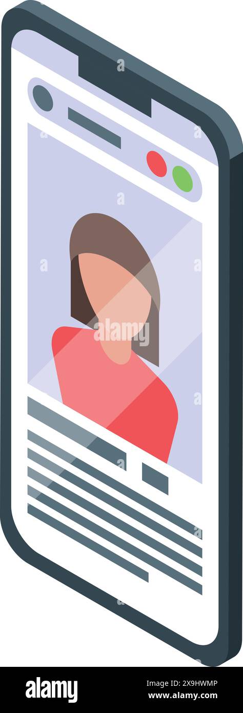 Modern isometric smartphone profile concept illustration with user ...