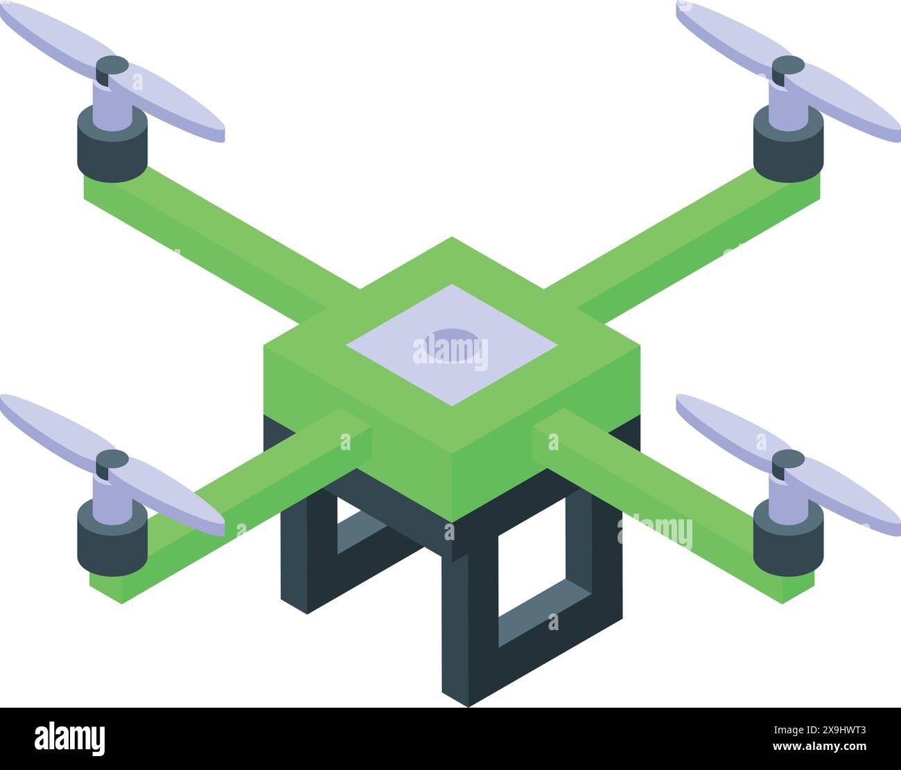 3d isometric green drone icon with quadcopter design and remote control ...