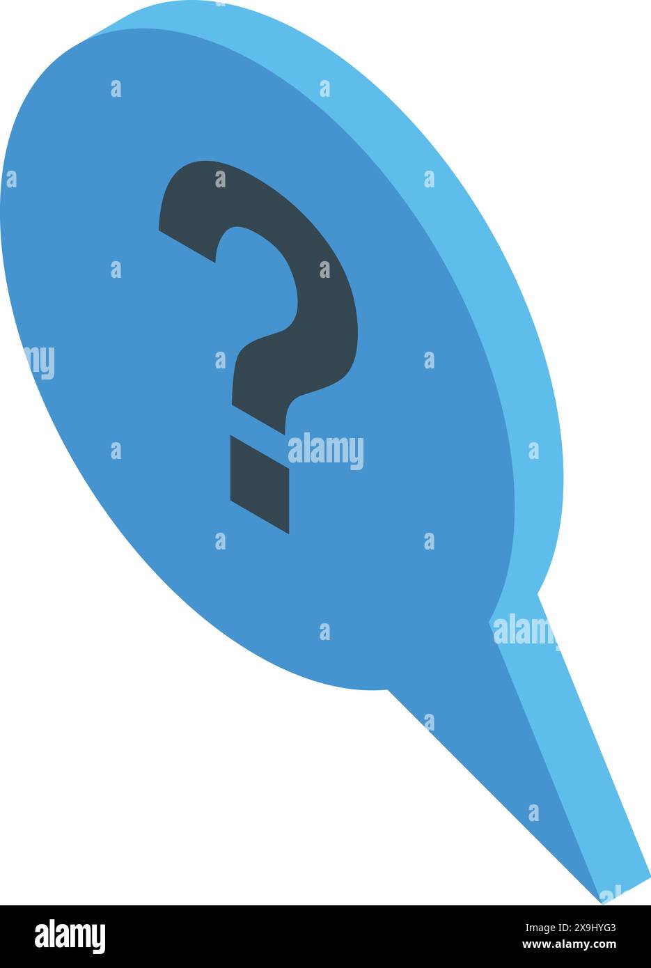 Vibrant blue 3d speech bubble with a bold question mark, using isometric design Stock Vector