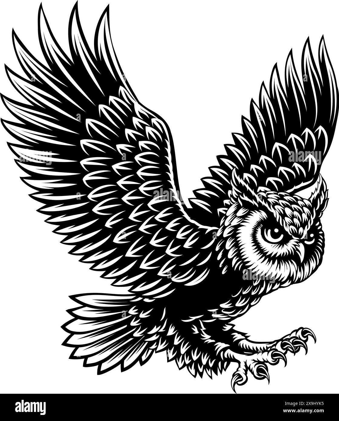 Owl Mascot Bird Wings Spread Flying Illustration Stock Vector Image