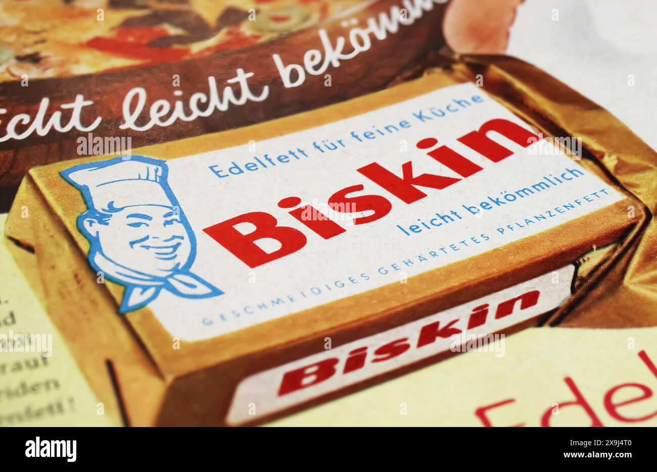 Viersen, Germany - May 9. 2024: Old german retro magazine Biskin cooking fat advertising from 1962 Stock Photo