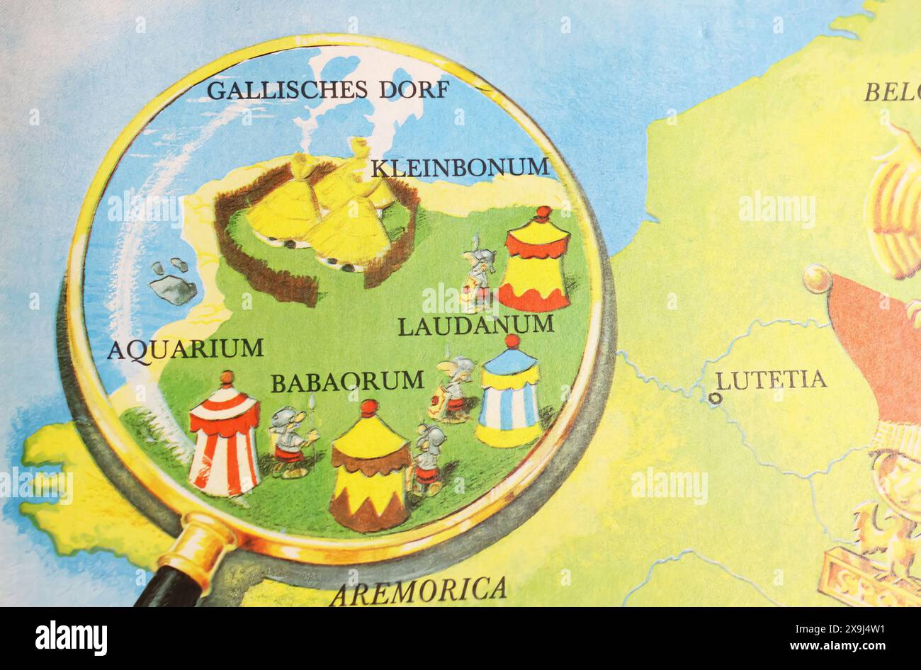 Viersen, Germany May 9. 2024 Map of gallic indomitable village location in Asterix and Obelix