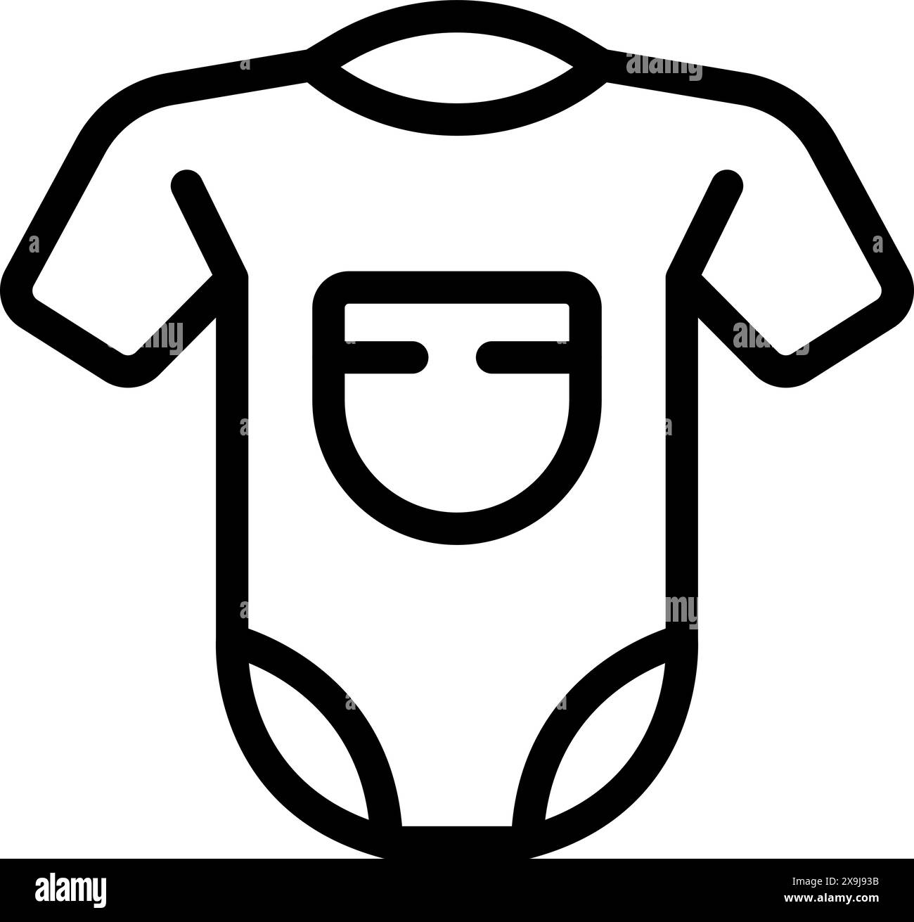 Vector illustration of a simple baby onesie line icon for newborns and