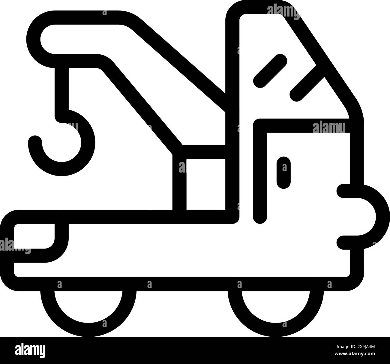 Black and white vector icon of a tow truck, simplified and suitable for ...