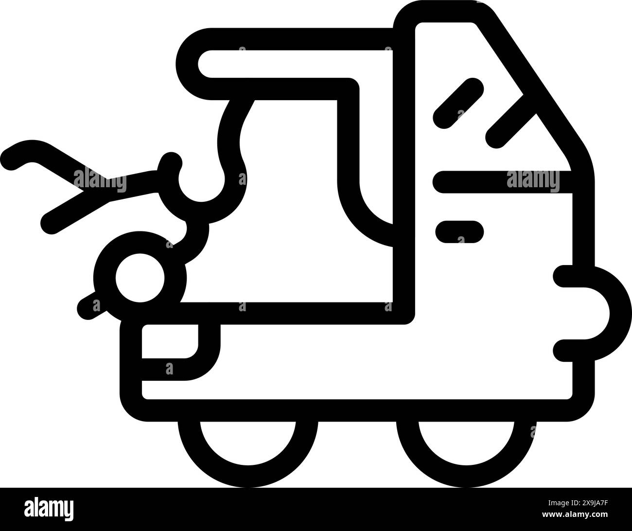 Simple line art vector of a flatbed tow truck, suitable for web and print Stock Vector