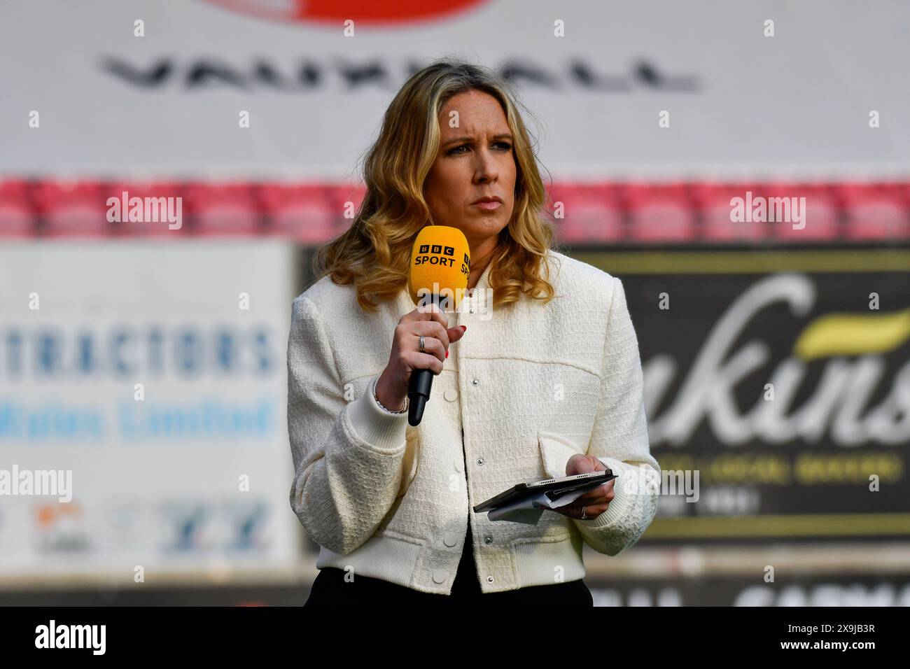 Llanelli, Wales. 31 May 2024. BBC Wales Sport presenter Catrin Heledd