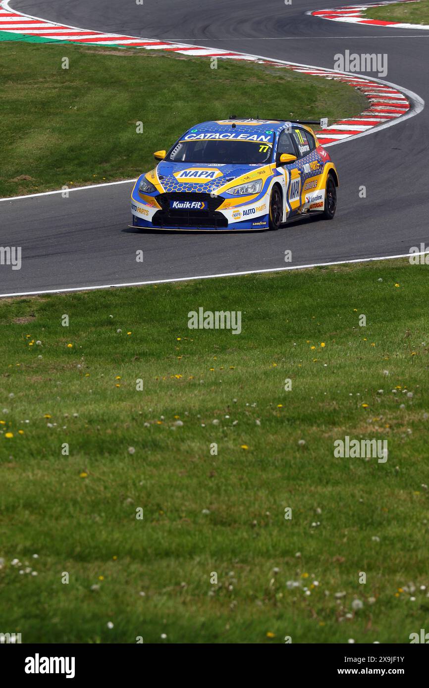 Sam Osbourne Napa Racing UK driving Ford Focus ST number 77 in the 2024 Kwik Fit BTCC at
