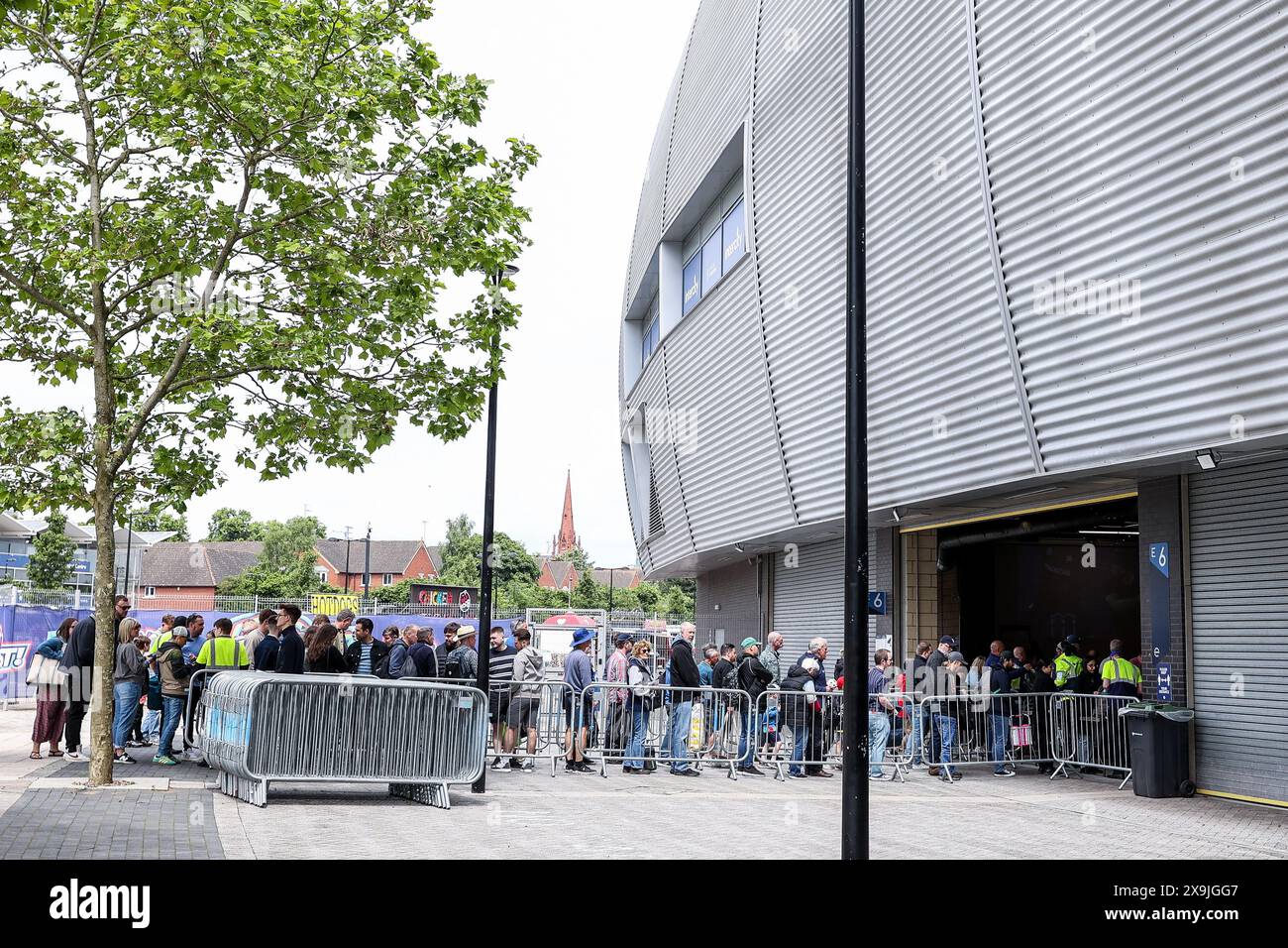 Fans queue at one of the entry gates during the Vitality T20 Blast ...