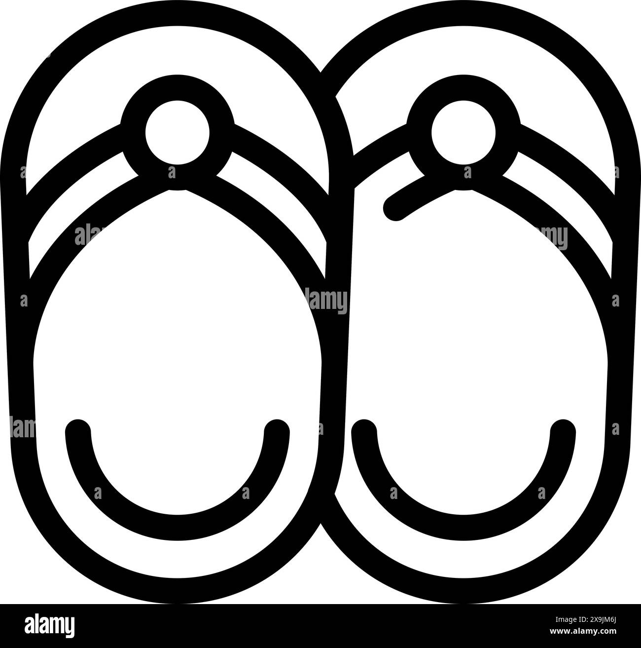 Simplified line art vector illustration of a pair of flipflop sandals ...
