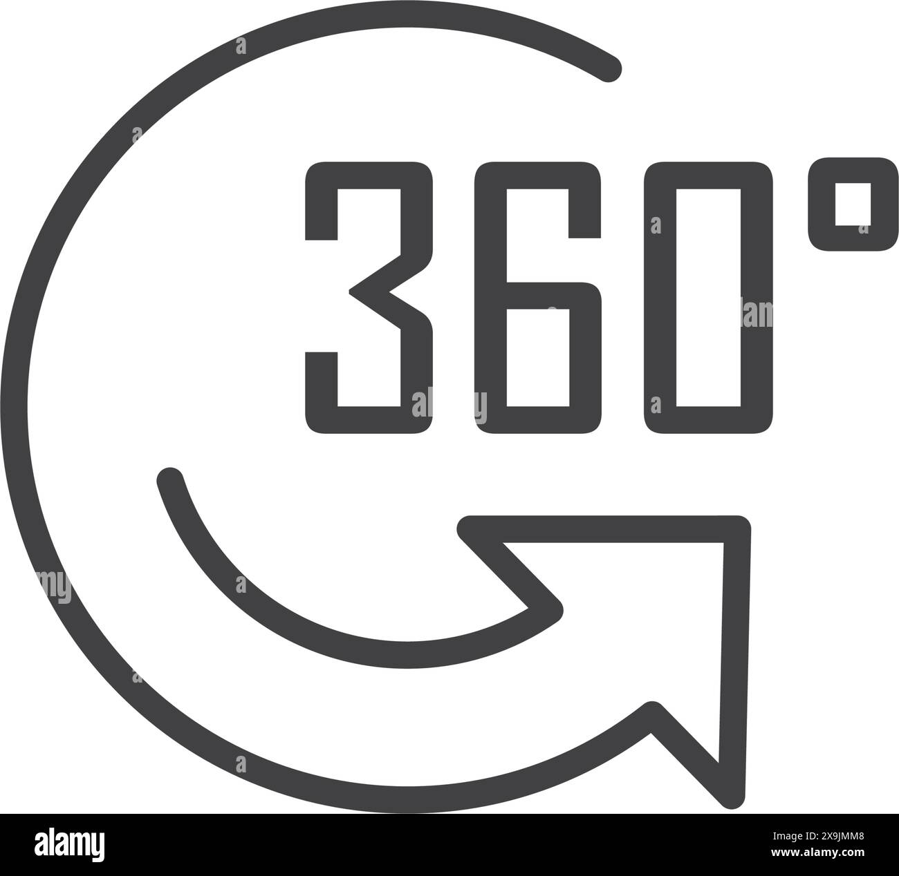 360 degrees icon in flat style. Rotate symbol vector illustration on