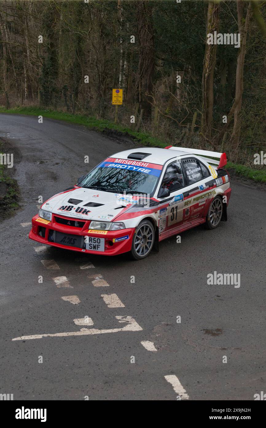 23/03/2024  Littledale, Lancaster  Mitsubishi  Evo 6 RS 37  with Richard Slinger  & Mark Twiname  Northwest stages of the British Rally Championships. Stock Photo
