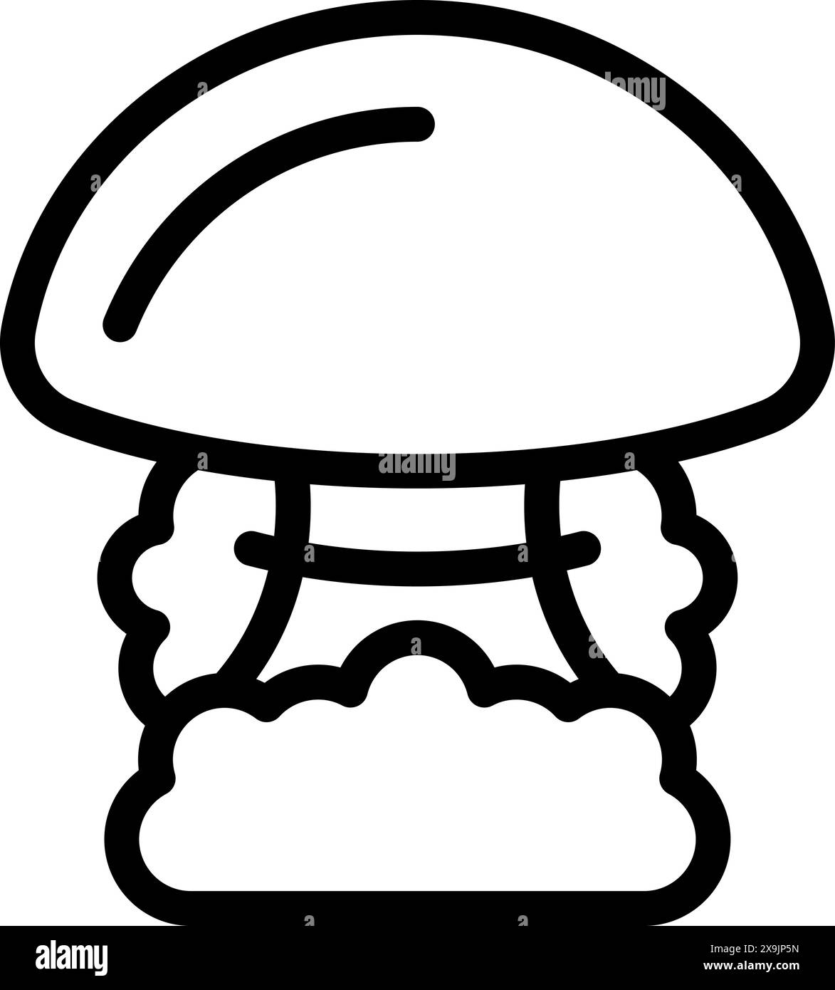 Simplistic line drawing of a mushroom suitable for iconography and ...