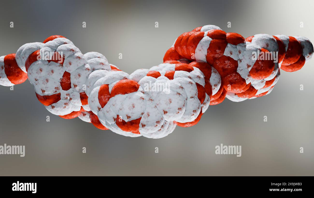 Glucagon-like peptide 1 (GLP1, 7-36) molecule, a potent antihyperglycemic hormone. A neuropeptide and an incretin, chemical structure. treatment of di Stock Photo