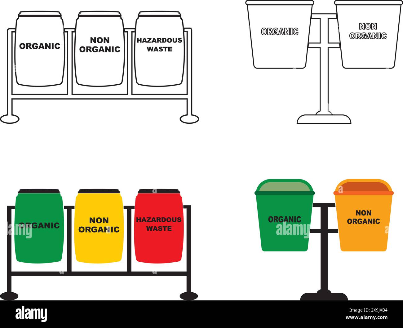 trash can icon, and its designation, simple vector design Stock Vector