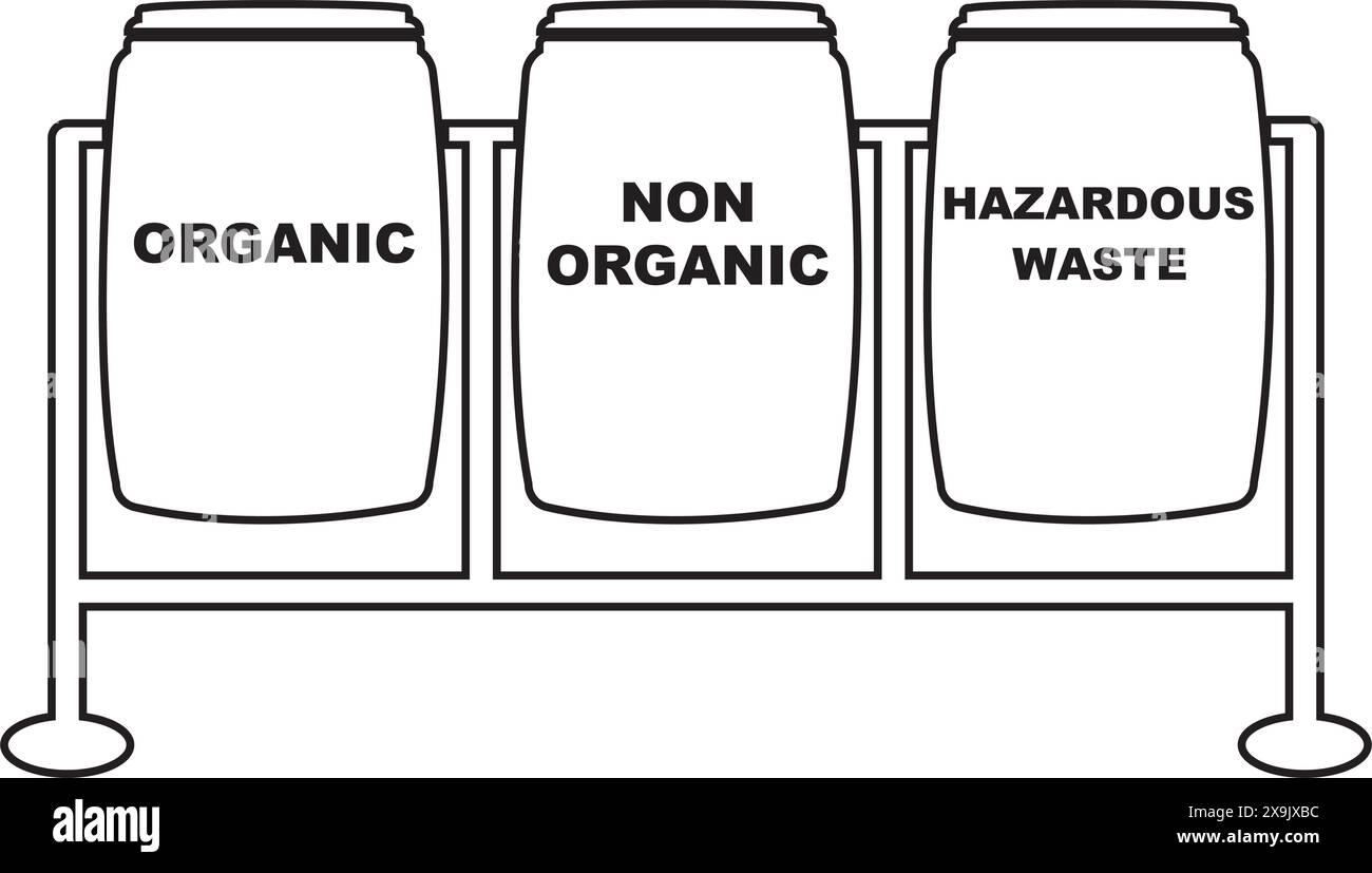 trash can icon, and its designation, simple vector design Stock Vector