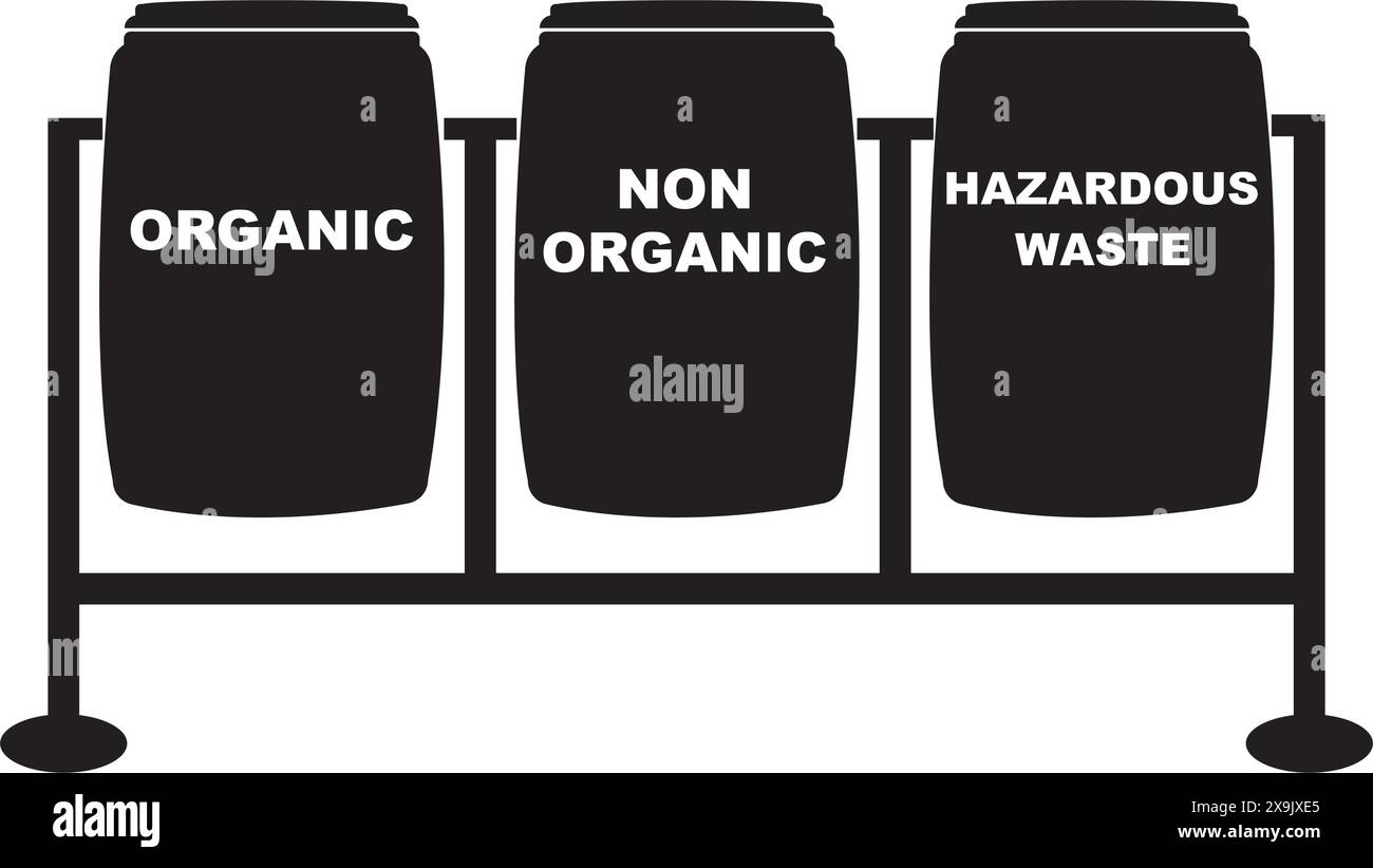 trash can icon, and its designation, simple vector design Stock Vector