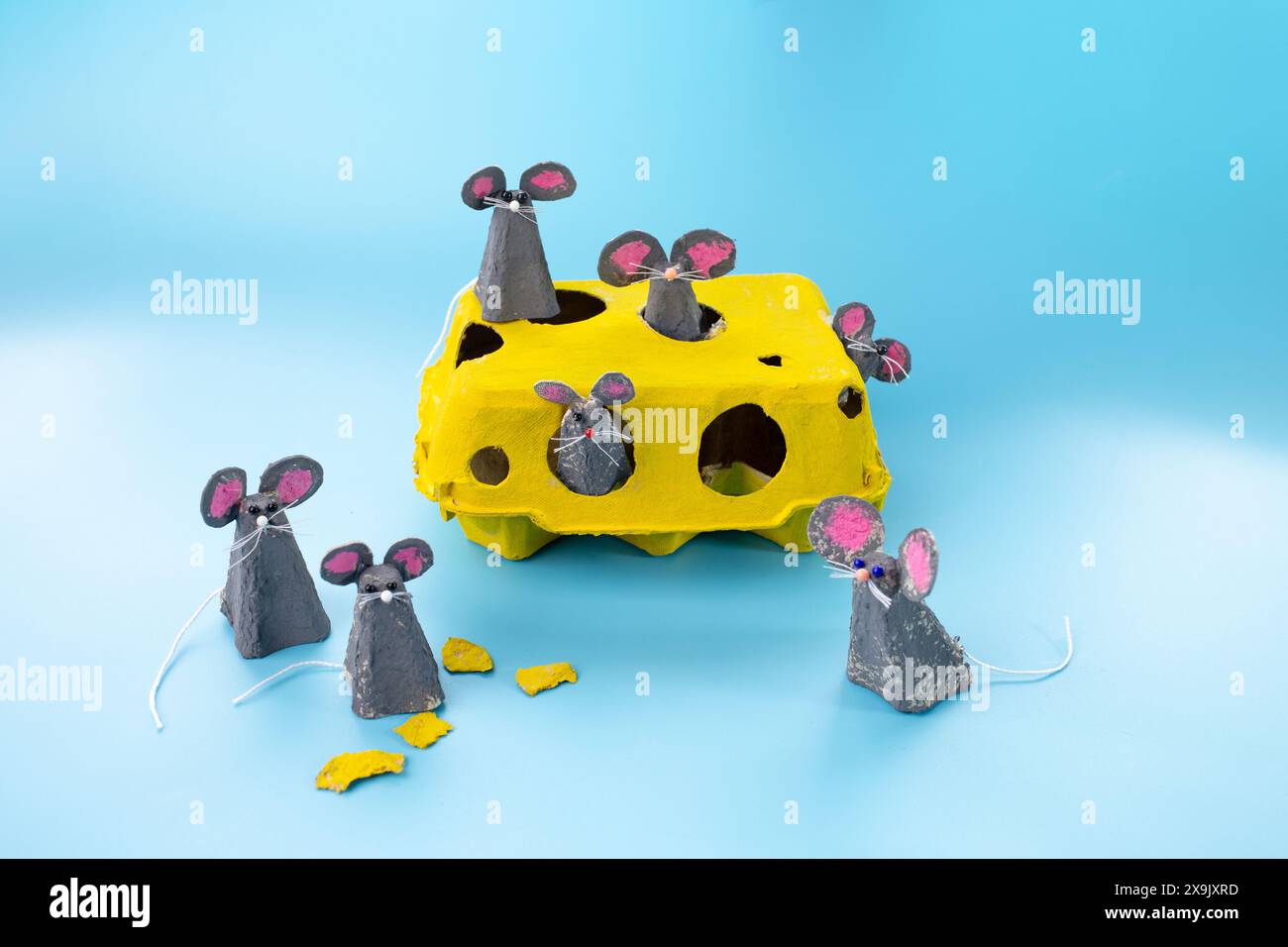 Creative craft project made from yellow egg carton, transformed into