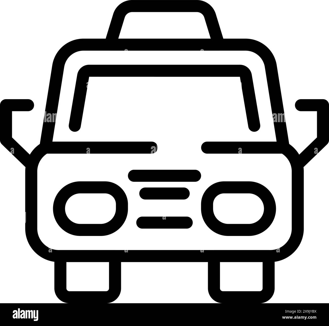Simple and modern line icon of a frontfacing car, suitable for web and ...
