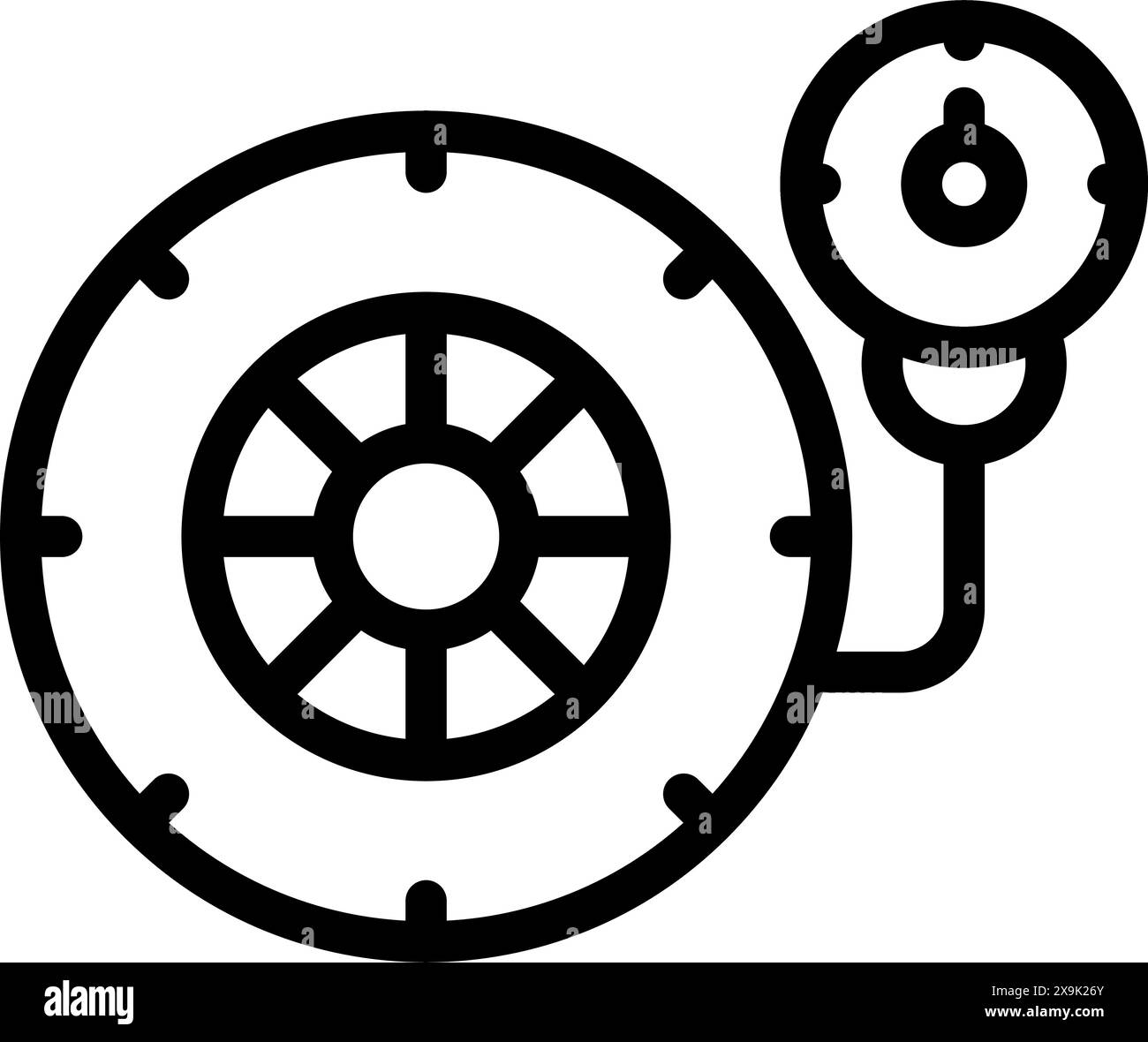 Simplified illustration of a pressure gauge in black and white, perfect ...